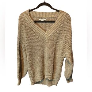 American Eagle Outfitters V-Neck Sweater in Olive Green Size Large